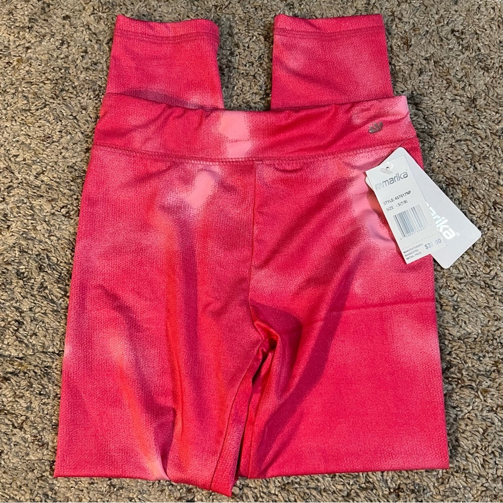Marika Pink Tie Dye Leggings Girls Size Small 7/8 NWT